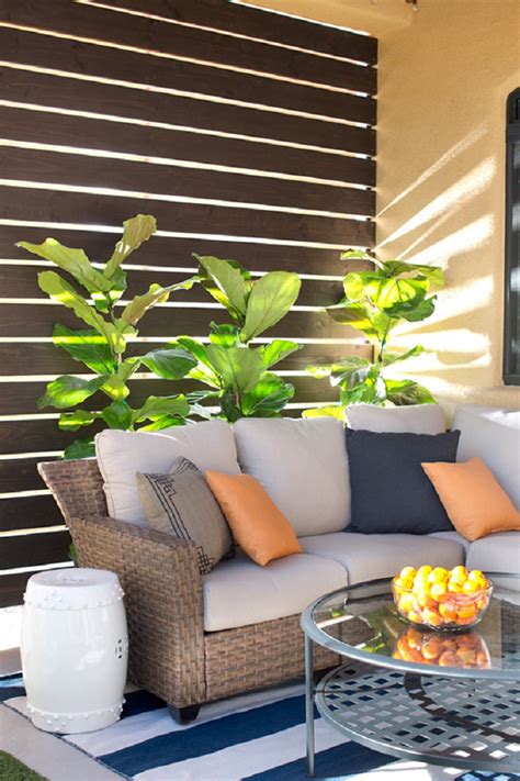 We used stone paneling, led light accents, and cut metal screens for the privacy screens around the lounge. TOP 10 Clever DIY Patio Privacy Screen Ideas