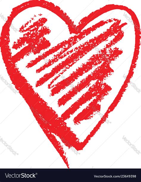Heart Shape Outline Drawn With A Wax Crayon Vector Image
