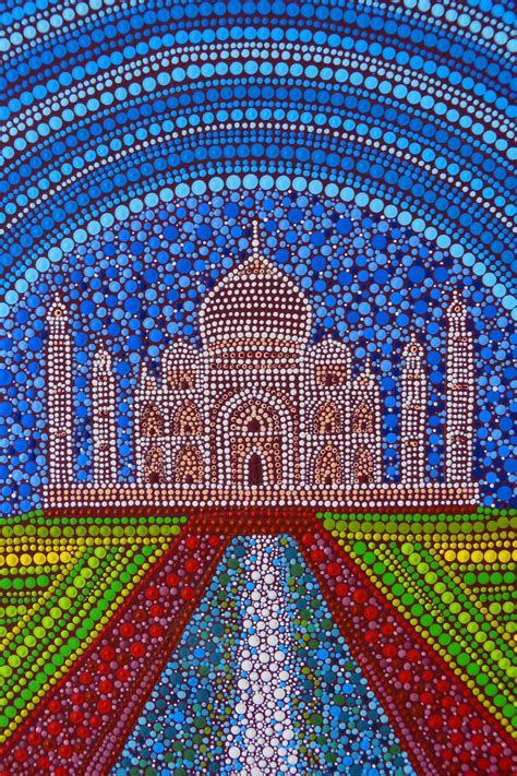 Taj Mahal Painted By Melinda Tamas Dot Painting Acylic Dot Painting