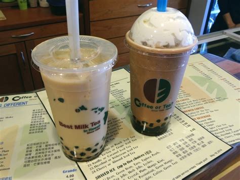 Jasmine Green Milk Tea And Mocha Frappe Blended Boba With Whip Cream Yelp