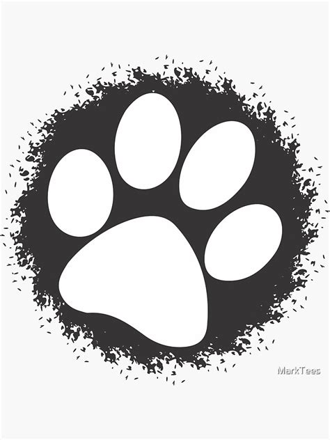 A Black And White Image Of A Dogs Paw With Splatters Around It