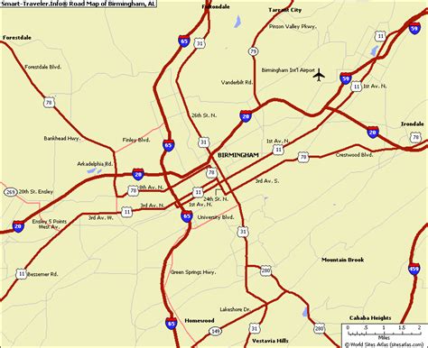 Map Of Birmingham Alabama Travelsmapscom