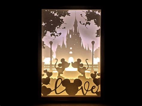 Paper Cut Silhouette Shadow Box Love Mickey Mouse And Etsy