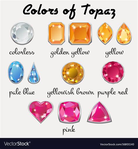 Colors Of Topaz In Different Cuts Royalty Free Vector Image