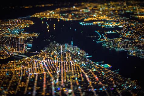 New York City Tilt Shift Usa Night City Aerial View Cityscape