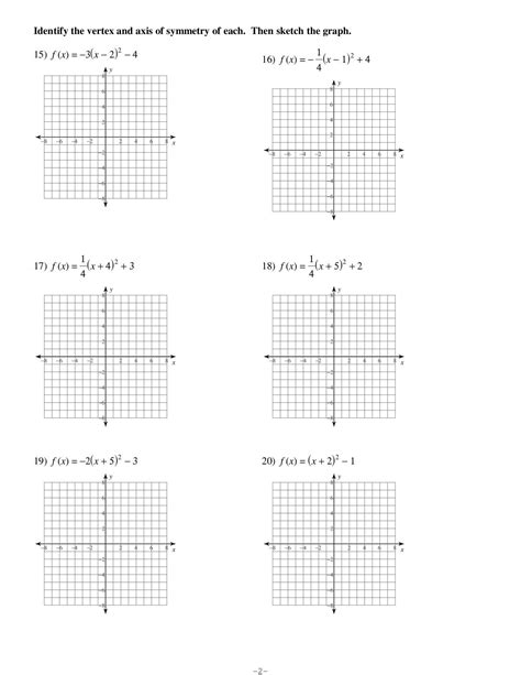 Graphing Parabolas In Vertex Form Worksheet — Db