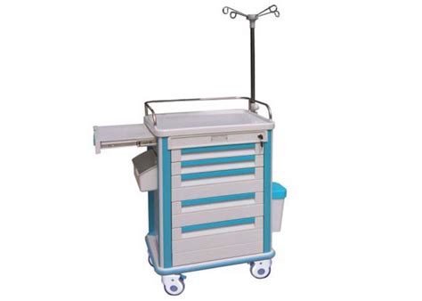 Medical Trolley Luxury Abs Emergency Crash Cart With Five Drawers Als