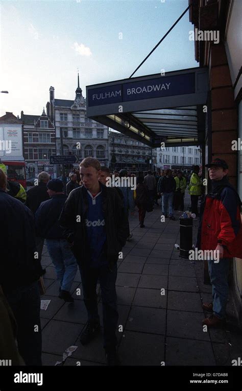 Football Fans Leave London Underground Station Hi Res Stock Photography