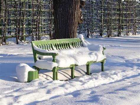 Snow Covered Bench In Park Stock Image Image Of Saint Europe 111774627