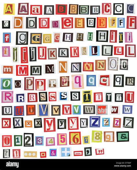Newspaper Magazine Alphabet Letters Numbers Hi Res Stock Photography