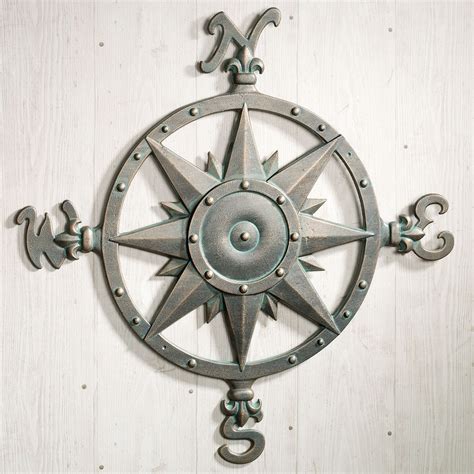 indoor outdoor nautical compass metal wall art