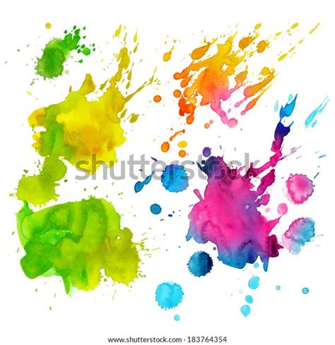 Set Watercolor Colorful Drops Spray On Stock Illustration 183764354