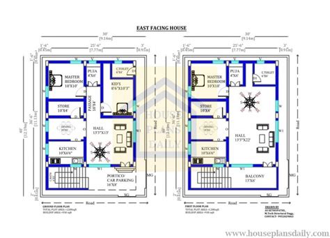 30x40 East Facing Home Plan With Vastu Shastra House