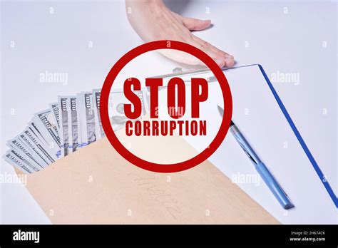 Stop Corruption Bribery Concepts Giving Money Or Bribe For Signing