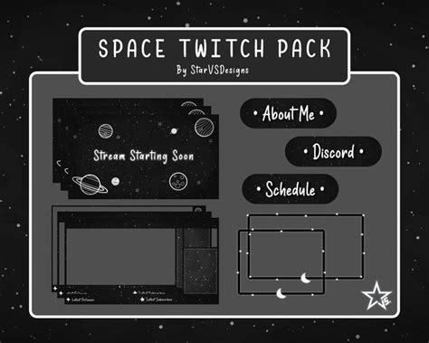 Animated Twitch Simple Space Stream Package Screen Overlay Panels And