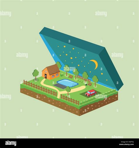 Vector Piece Of Land And Sky With Objects Stock Vector Image And Art Alamy
