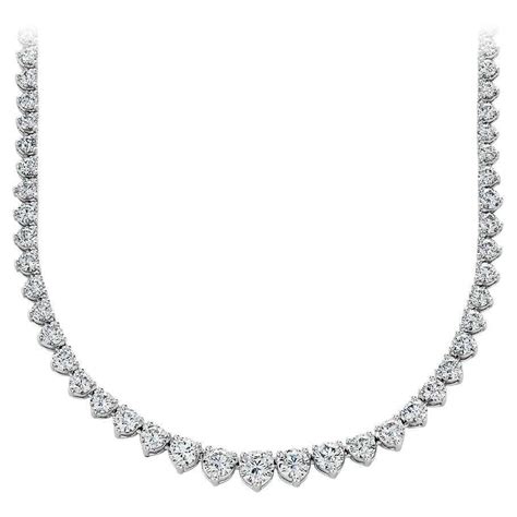973 Carat Graduated Riviera Diamond Necklace In 14 Karat White Gold