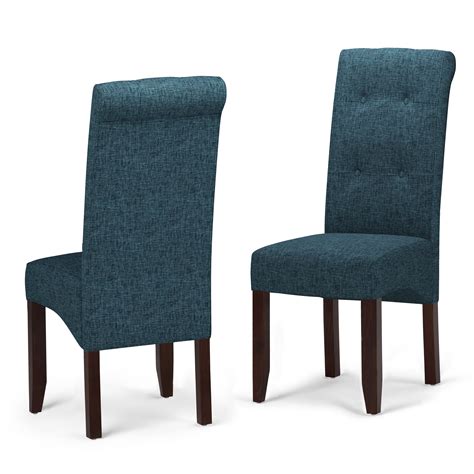 Simpli Home Cosmopolitan Parson Chair Set Of 2 In Denim Blue Linen Look Fabric