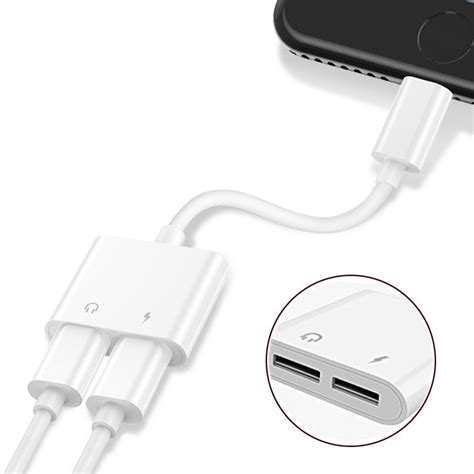 2 In 1 Dual Headphone Jack Adapter With Charge Splitter For Iphone X