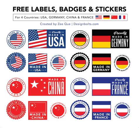 Free Made In Usa Germany China And France Labels Badges And Stickers