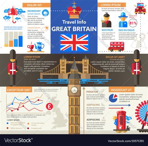 Great Britain Travel Info Poster Brochure Cover Vector Image