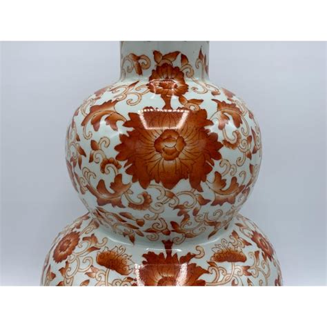 1970s Orange And White Chinoiserie Ming Style Wall Vase Chairish