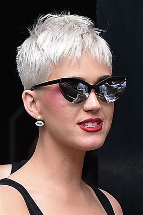 Katy Perry Straight Silver Pixie Cut Hairstyle Steal Her