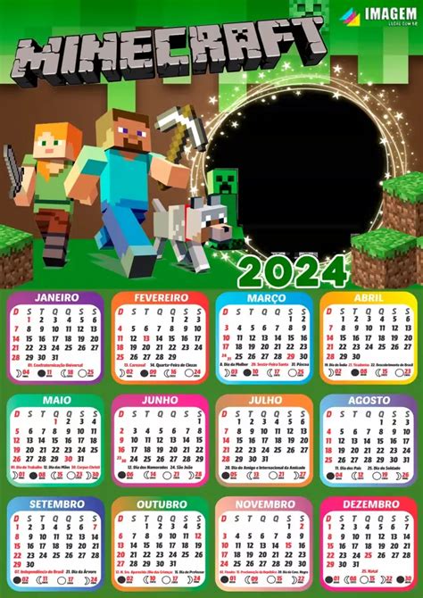 Moldura Calendário 2024 Minecraft Png Imagem Legal Minecraft Png