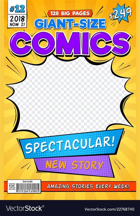 Comic book cover. Vintage comics magazine layout. Cartoon title page