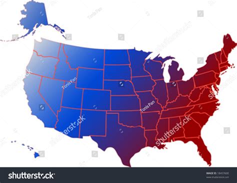 Vector Clip Art Map Of Usa With All Fifty States Showing Including