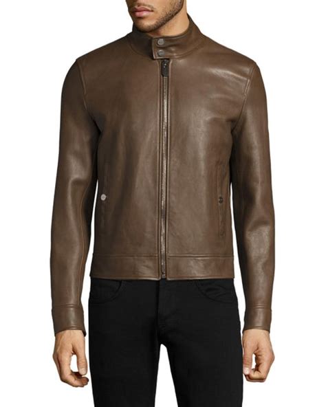 Lyst Bally Long Sleeve Leather Jacket In Brown For Men