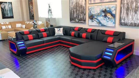Eileend Leather Sectional Sofa with LED Lights | Jubilee Furniture