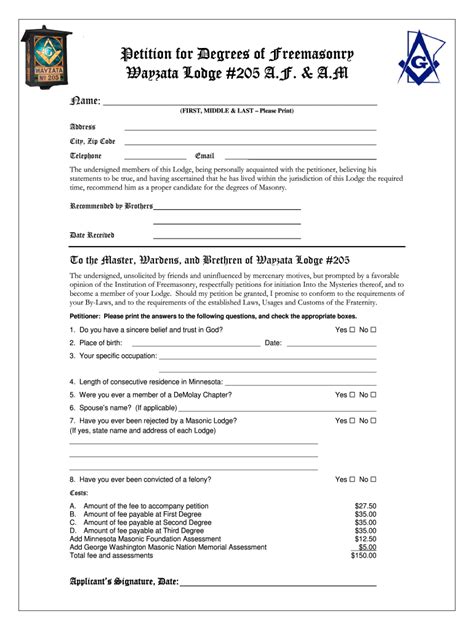 Masonic Lodge Petition For Degre Form Fill Out And Sign Printable Pdf
