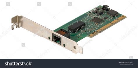 Computer Network Card On White Isolated Stock Photo 2020034987