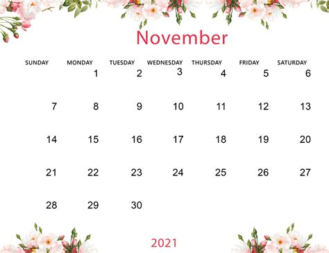 November 2021 Calendar Wallpaper Desktop Templates
