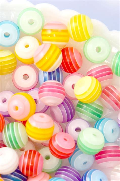 Striped Resin Beads 10mm Translucent Striped Resin Or Acrylic Beads