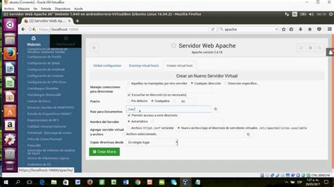 Apache Instalacion En Webmin Y Virtualhost Youtube