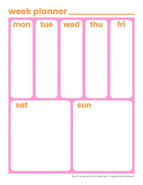 Free Printable Weekly Planners For Busy Weekends Lilyvolt