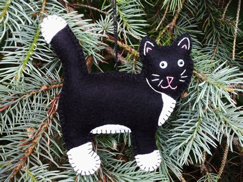 Tuxedo Cat Ornament Wool Felt Tuxedo Cat Decoration Cat Etsy