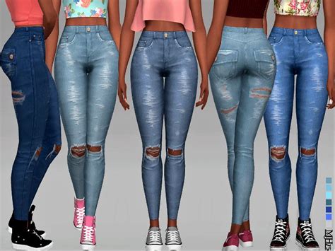 High Waist Ripped Skinny Jeans For Your Sims Found In Tsr Category