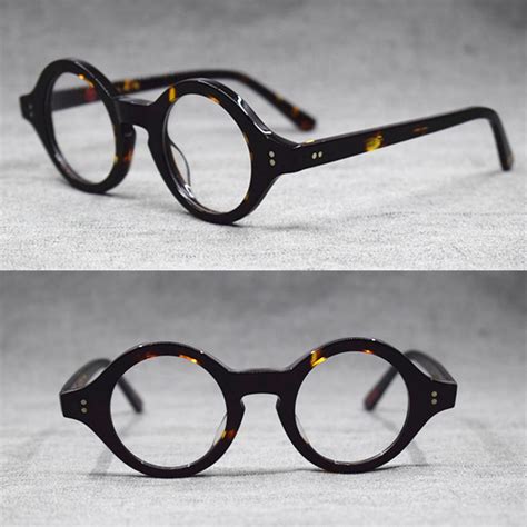 Hand Made Vintage Small 38mm Round Eyeglass Frames Acetate Unisex Opti Cinily