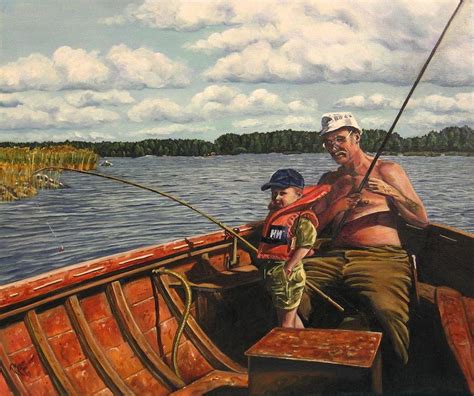 Some Fishing With Grandpa Painting By Maren Kunnas Pixels