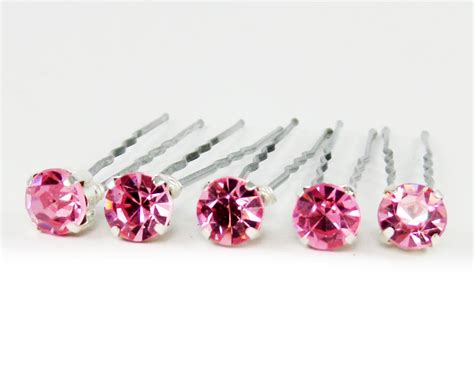 Pink Rhinestone Hair Pins Pink Hair Jewels Stranded Treasures