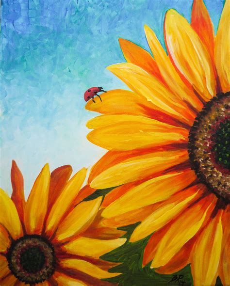 Cocktails N Canvas Sunflower Canvas Paintings Fall Canvas Painting