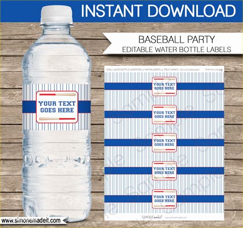 Free Water Bottle Label Template Of Baseball Party Water Bottle Labels