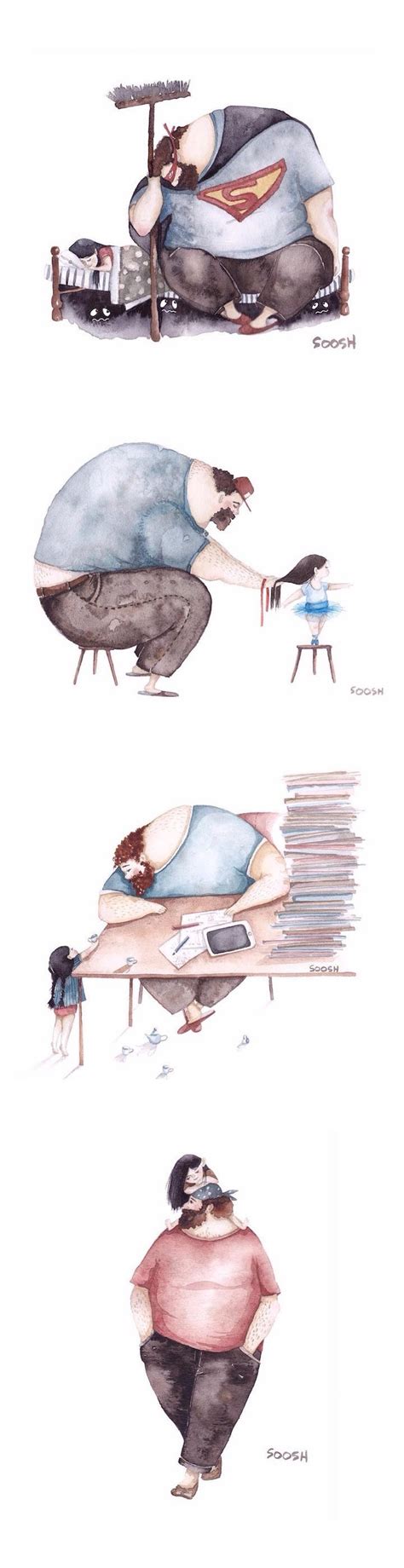 heartwarming watercolors honor the unbreakable bond between do it all dads and their daughters