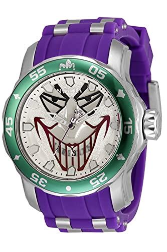 Invicta Mens 48mm Dc Comics Joker Limited Edition Purple Strap Watch
