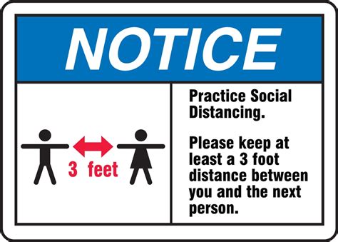 Osha Notice Safety Sign Practice Social Distancing Please Keep At