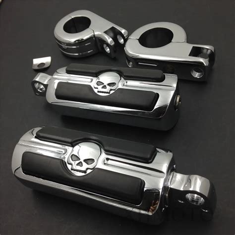 Motorcycle Accessories 1 12 Highway Skull Foot Pegs P Clamps For