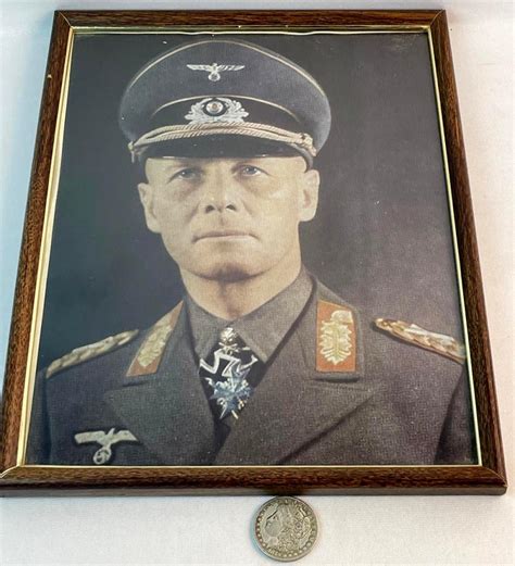 Lot Vintage 1940 S WWII Erwin Rommel In Uniform Photograph Print FRAMED